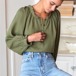 Emerson Fry India Collection Blouse Green M Medium